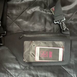 Unisex Black Belt Bag with Transparent Pocket- Accessory bag - no boundaries